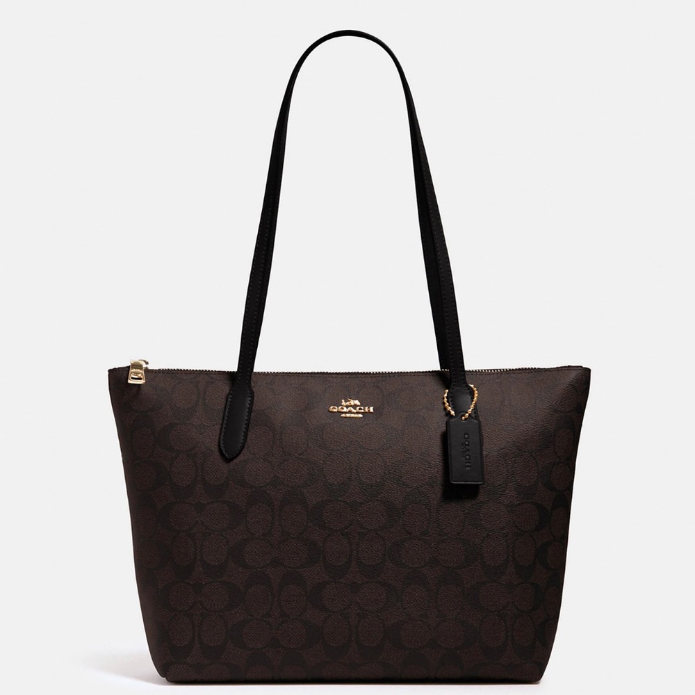 Coach Zip Top Tote in signature canvas